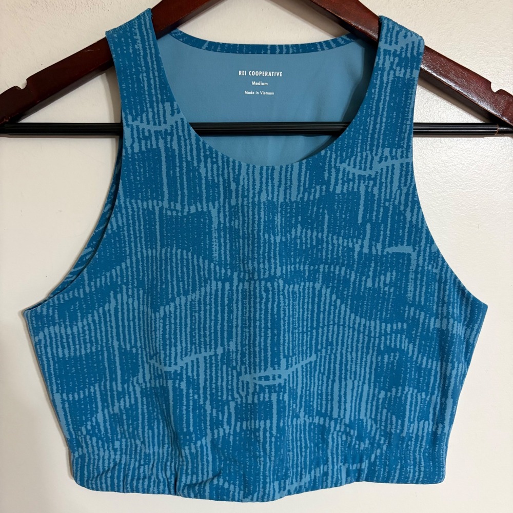 REI Co-op Womens Blue Abstract Print Active Crop Top Medium 167867 Sleeveless